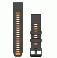 QuickFit 22 Watch Bands, Graphite/Spark Orange Silicone - 010-13392-05 - Garmin